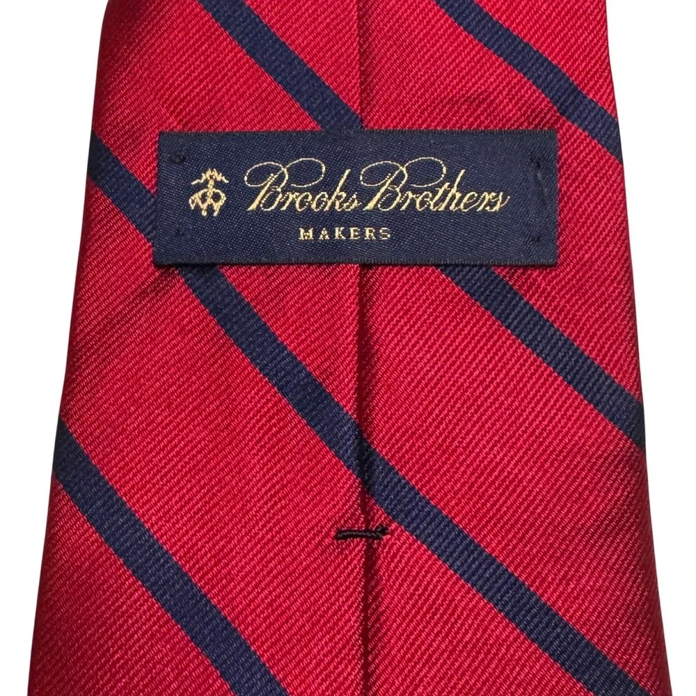 Brooks Brothers Makers All Silk Tie Mens Navy Red Rep Stripe USA Made